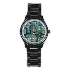 Texture, Pattern, Abstract, Colorful, Digital Art Stainless Steel Round Watch by nateshop