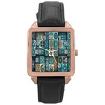 Texture, Pattern, Abstract, Colorful, Digital Art Rose Gold Leather Watch  Front