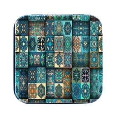 Texture, Pattern, Abstract, Colorful, Digital Art Square Metal Box (black) by nateshop