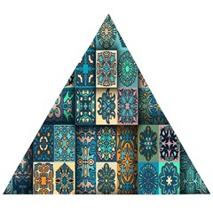 Texture, Pattern, Abstract, Colorful, Digital Art Wooden Puzzle Triangle by nateshop