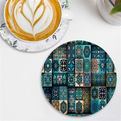 Texture, Pattern, Abstract, Colorful, Digital Art Uv Print Round Tile Coaster by nateshop