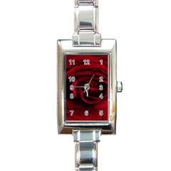 Rose Maroon Rectangle Italian Charm Watch by nateshop