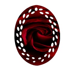 Rose Maroon Oval Filigree Ornament (two Sides) by nateshop