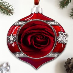 Rose Maroon Metal Snowflake And Bell Red Ornament