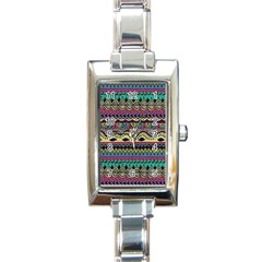 Aztec Design Rectangle Italian Charm Watch by nateshop