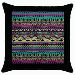 Aztec Design Throw Pillow Case (black) by nateshop