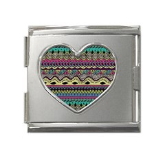 Aztec Design Mega Link Heart Italian Charm (18mm)