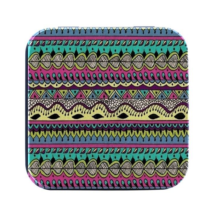 Aztec Design Square Metal Box (Black)