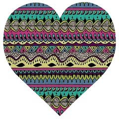 Aztec Design Wooden Puzzle Heart