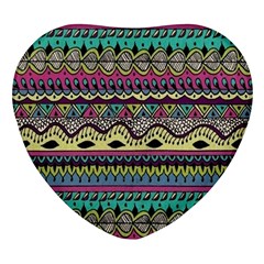 Aztec Design Heart Glass Fridge Magnet (4 Pack)