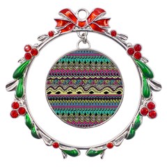 Aztec Design Metal X mas Wreath Ribbon Ornament by nateshop