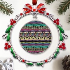 Aztec Design Metal X mas Wreath Ribbon Ornament