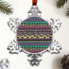 Aztec Design Metal Small Snowflake Ornament