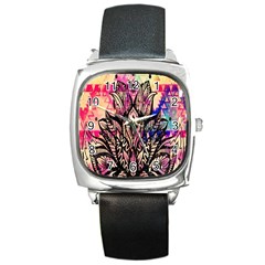 Aztec Flower Galaxy Square Metal Watch by nateshop