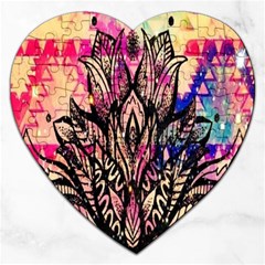 Aztec Flower Galaxy Jigsaw Puzzle (heart) by nateshop