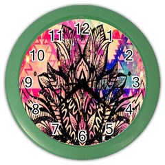 Aztec Flower Galaxy Color Wall Clock by nateshop