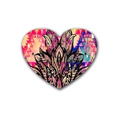 Aztec Flower Galaxy Rubber Coaster (heart) by nateshop