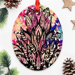 Aztec Flower Galaxy Ornament (oval Filigree) by nateshop