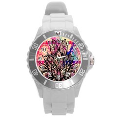 Aztec Flower Galaxy Round Plastic Sport Watch (l) by nateshop