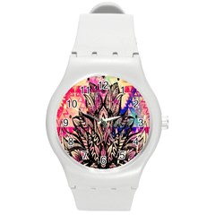 Aztec Flower Galaxy Round Plastic Sport Watch (m) by nateshop