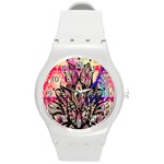 Aztec Flower Galaxy Round Plastic Sport Watch (M) Front