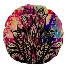 Aztec Flower Galaxy Large 18  Premium Round Cushions by nateshop