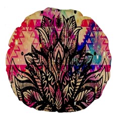 Aztec Flower Galaxy Large 18  Premium Flano Round Cushions by nateshop