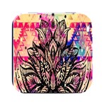 Aztec Flower Galaxy Square Metal Box (Black) Front