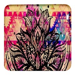 Aztec Flower Galaxy Square Glass Fridge Magnet (4 Pack) by nateshop