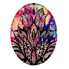 Aztec Flower Galaxy Oval Glass Fridge Magnet (4 Pack) by nateshop