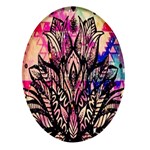 Aztec Flower Galaxy Oval Glass Fridge Magnet (4 pack) Front