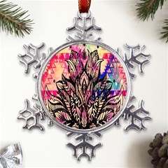 Aztec Flower Galaxy Metal Large Snowflake Ornament