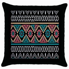 Aztec Wallpaper Throw Pillow Case (black) by nateshop