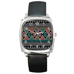 Aztec Wallpaper Square Metal Watch by nateshop