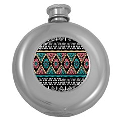 Aztec Wallpaper Round Hip Flask (5 Oz) by nateshop