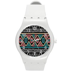 Aztec Wallpaper Round Plastic Sport Watch (m) by nateshop