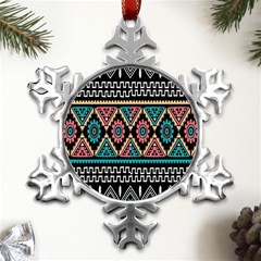 Aztec Wallpaper Metal Small Snowflake Ornament