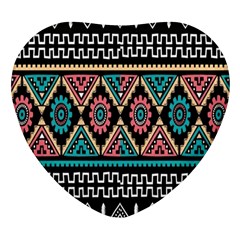 Aztec Wallpaper Heart Glass Fridge Magnet (4 Pack)