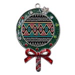 Aztec Wallpaper Metal X Mas Lollipop with Crystal Ornament Front