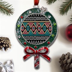 Aztec Wallpaper Metal X mas Lollipop With Crystal Ornament