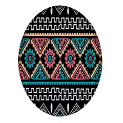 Aztec Wallpaper Oval Glass Fridge Magnet (4 Pack)