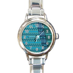 Aztec, Batik Round Italian Charm Watch by nateshop