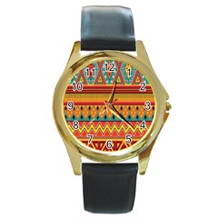 Aztec Round Gold Metal Watch by nateshop