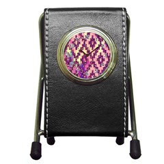 Cute Glitter Aztec Design Pen Holder Desk Clock by nateshop