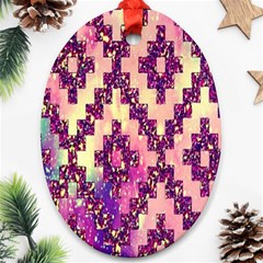 Cute Glitter Aztec Design Oval Ornament (two Sides) by nateshop