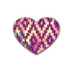 Cute Glitter Aztec Design Rubber Heart Coaster (4 Pack) by nateshop