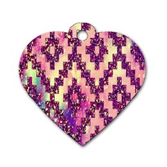 Cute Glitter Aztec Design Dog Tag Heart (one Side) by nateshop