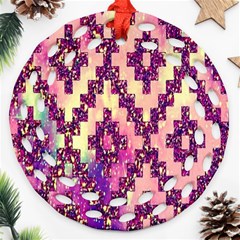 Cute Glitter Aztec Design Ornament (round Filigree) by nateshop