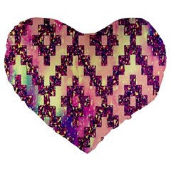 Cute Glitter Aztec Design Large 19  Premium Heart Shape Cushions by nateshop