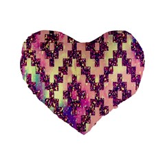 Cute Glitter Aztec Design Standard 16  Premium Heart Shape Cushions by nateshop